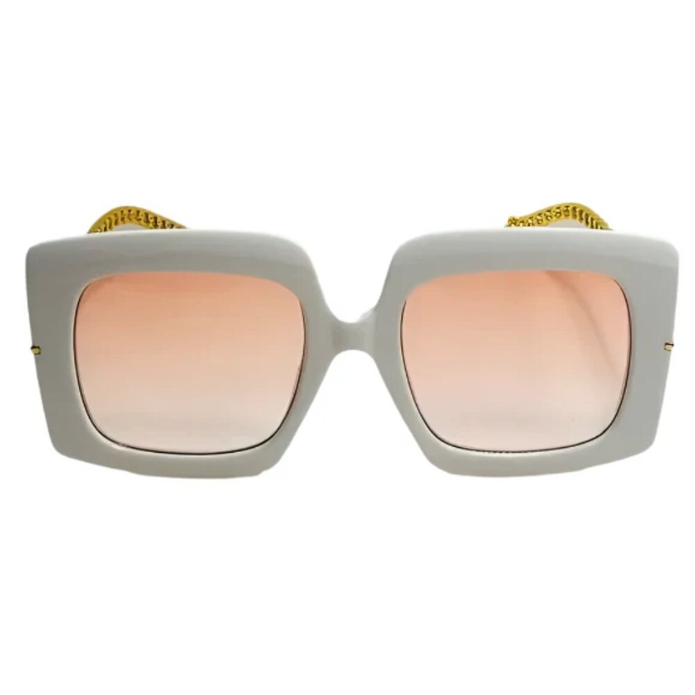 6092 | White/Gold Ladies Sunglasses with Dangling Accents